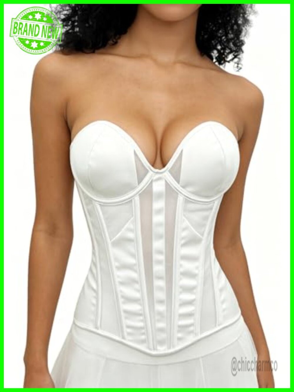 Mesh See Through Push Up Overbust Bustier Corset Bra Top